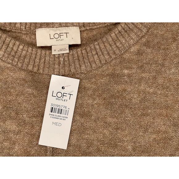LOFT Brown Oversized Textured Dolman Pullover Sweater M NWT Soft - Picture 3 of 5